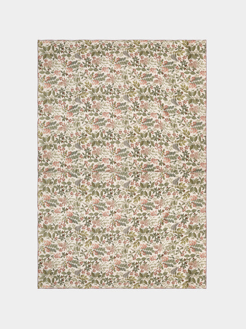 Borgo delle Tovaglie - Filo Sottobosco Embroidered Linen Rectangular Tablecloth (126in/3.2m) - Green - ABASK - 