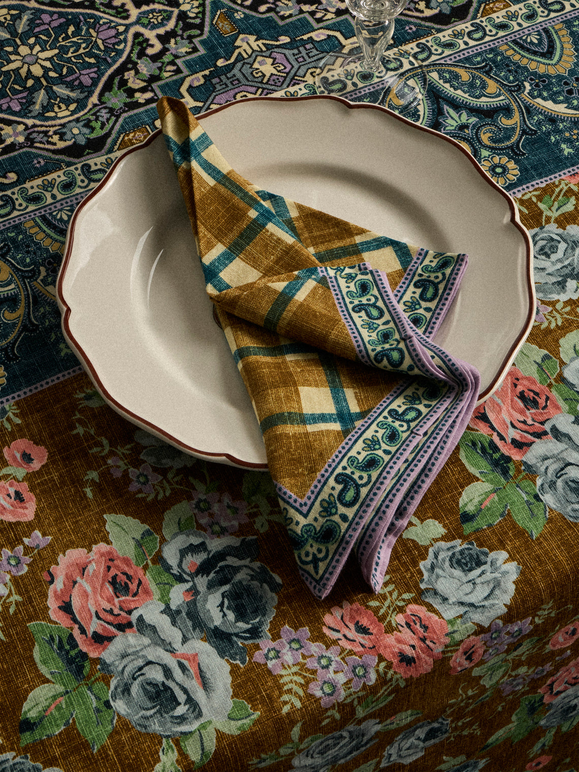 D'Ascoli - | Set of 4 | Reed Printed Cotton Napkins - Multiple - ABASK