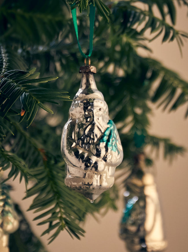 Antique and Vintage - Early-20th-Century Father Christmas Glass Baubles (Set of 8) - Silver - ABASK