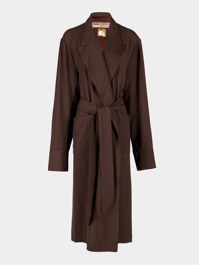 Dorso - The Gessato Wool Robe - Brown - ABASK - 