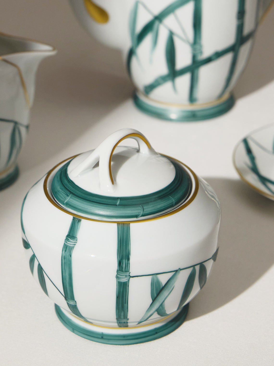 Marie Daage - Jardin d'Arashiyama Hand-Painted Porcelain Sugar Bowl - White - ABASK