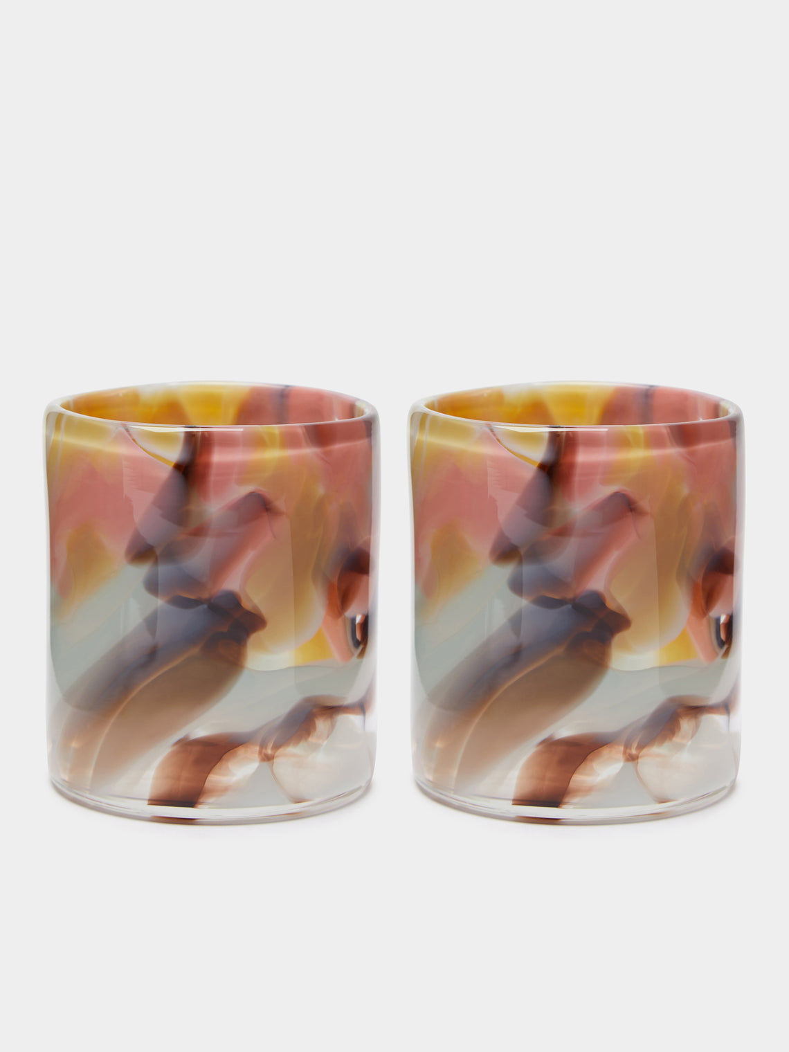 The Glass Studio - Marbled Hand-Blown Glass Tumblers (Set of 2) - Multiple - ABASK 