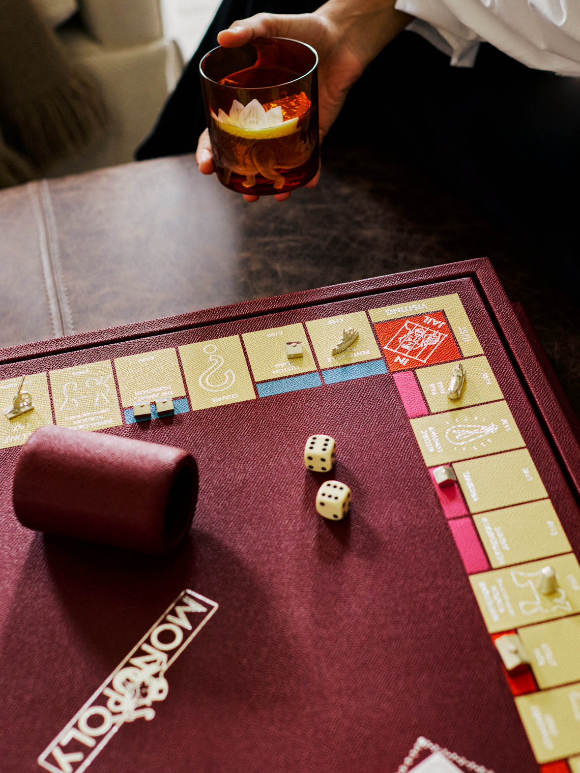 Geoffrey Parker - Leather Monopoly Set - Burgundy - ABASK