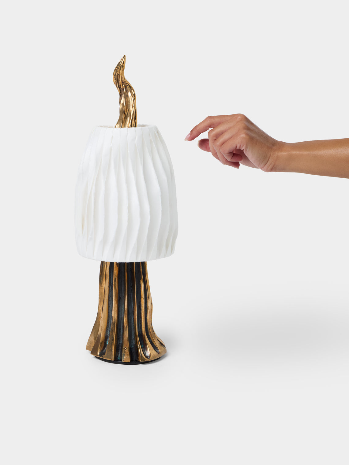 Studio Palatin - Surculus Hand-Cast Bronze and Hosho Paper Midi Portable Table Lamp - Bronze - ABASK