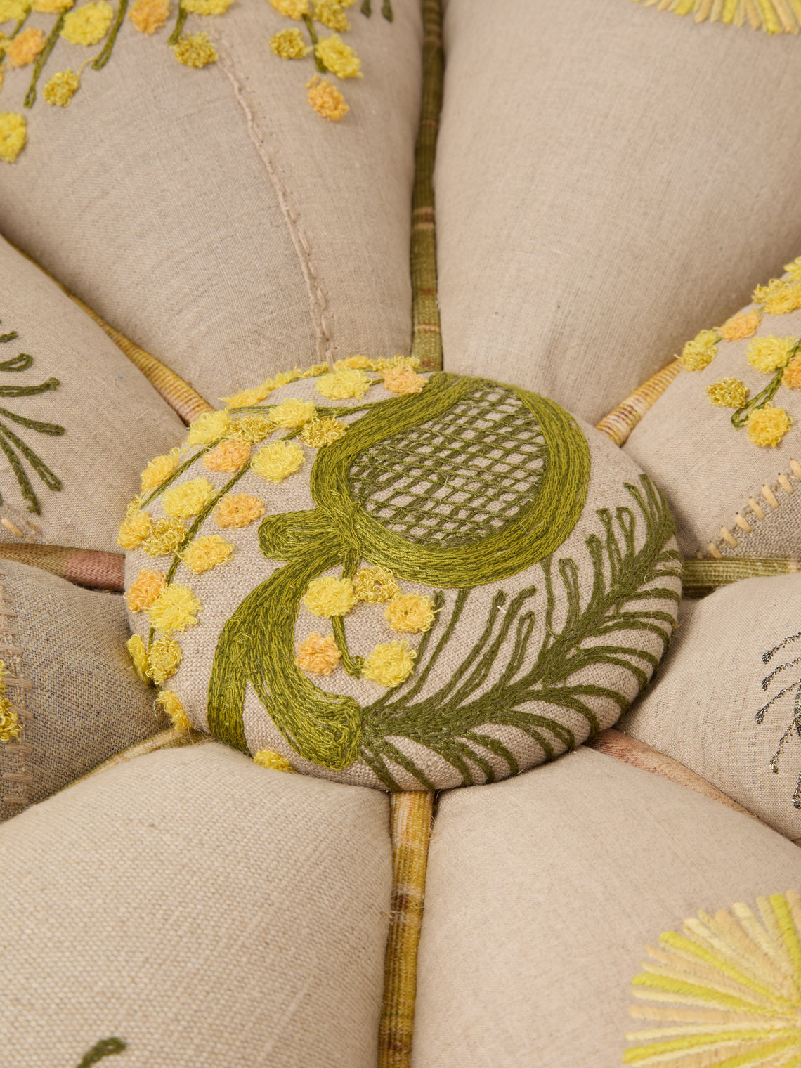 Bokja - Cynzia Embroidered Linen Pouf - Multiple - ABASK