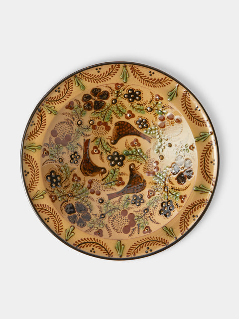 Poterie d’Évires - Birds and Flowers Hand-Painted Ceramic Small Serving Bowl - Cream - ABASK