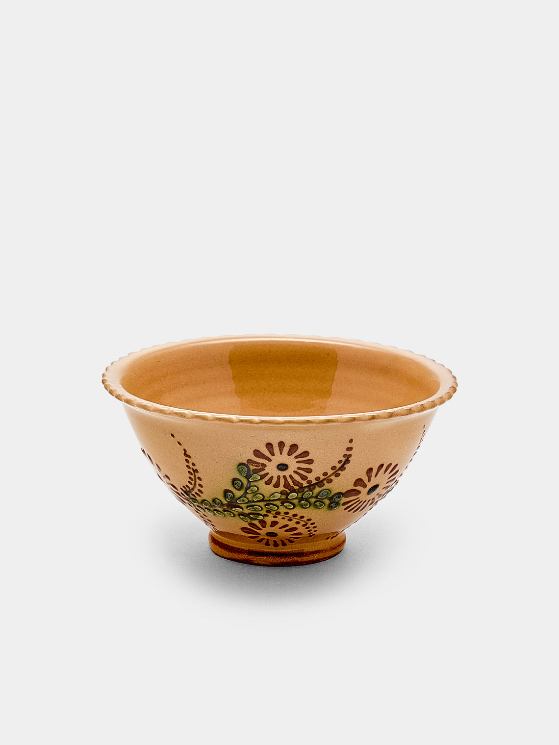Poterie d’Évires - Flowers Hand-Painted Ceramic Small Fluted Bowls (Set of 8) - Cream - ABASK