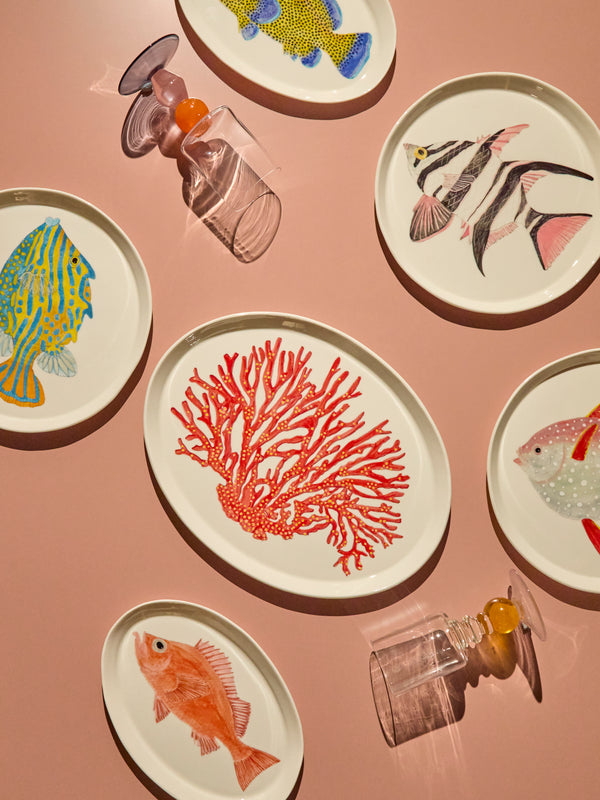 Casa Adams - Mopsella Zimmeri Hand-Painted Porcelain Oval Serving Platter -  - ABASK