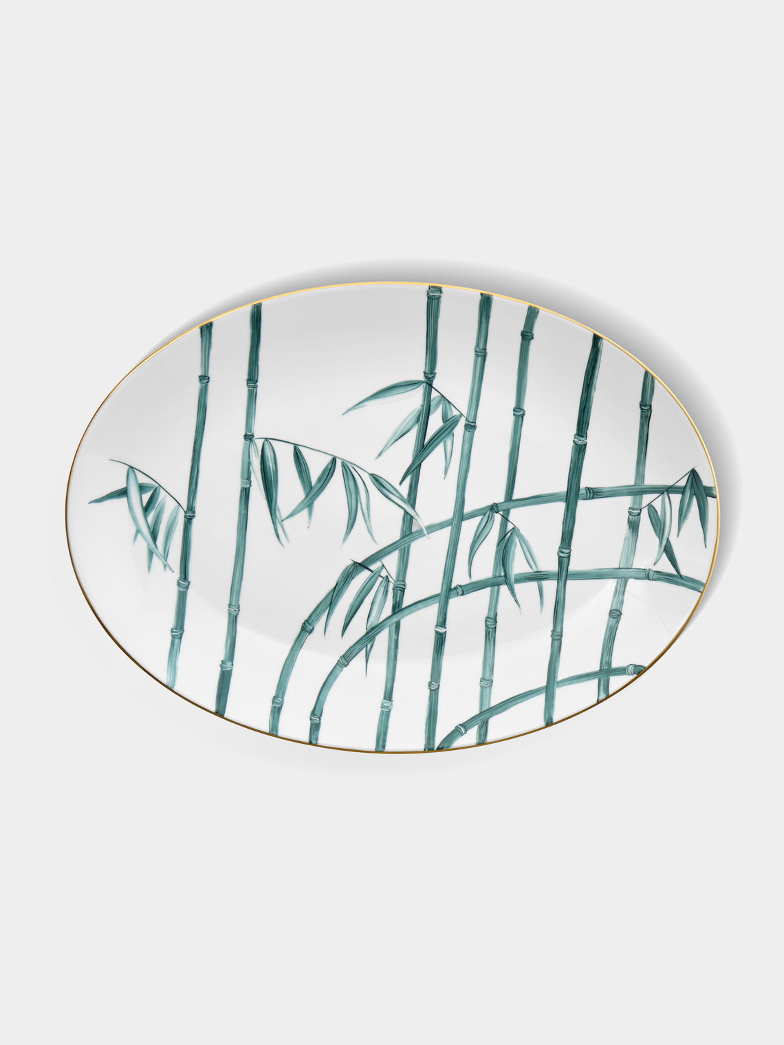 Marie Daage - Jardin d'Arashiyama Hand-Painted Porcelain Oval Platter - White - ABASK - 