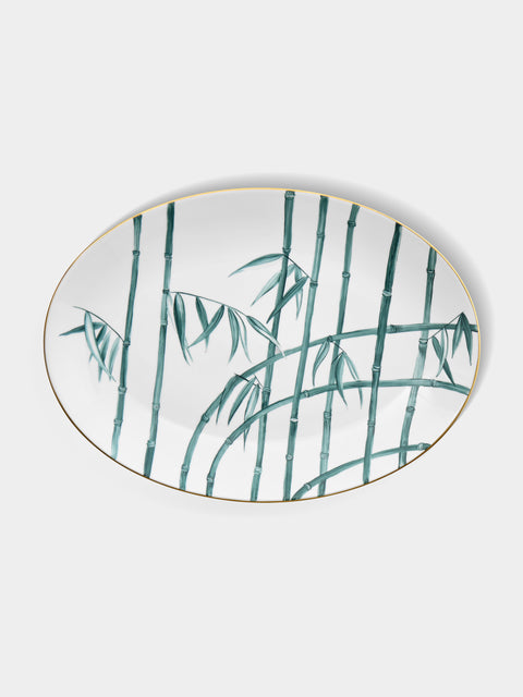Marie Daage - Jardin d'Arashiyama Hand-Painted Porcelain Oval Platter - White - ABASK - 