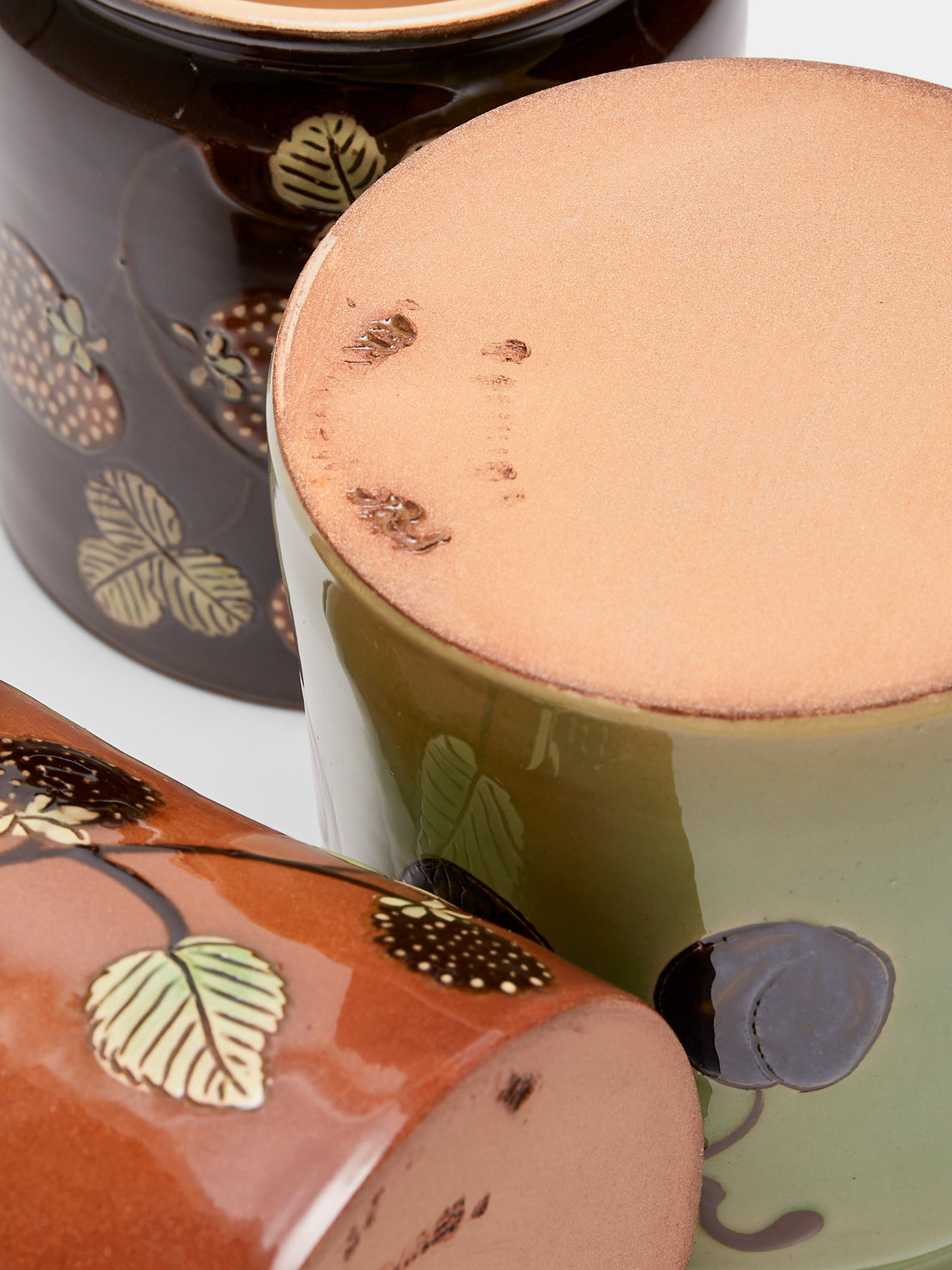 Poterie d’Évires - Fruits Hand-Painted Ceramic Confiture Pots (Set of 3) - Multiple - ABASK