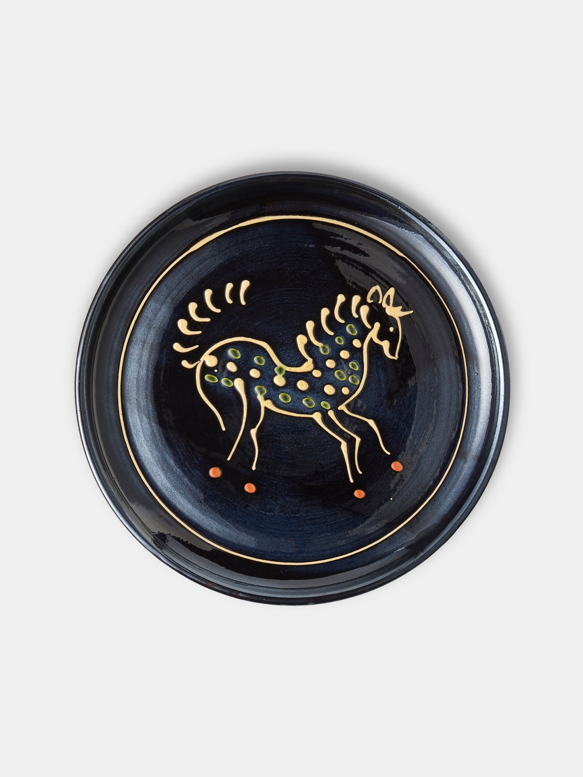 Horse Hand-Glazed Slipware Dinner Plates 10in/25.5cm (Set of 4)
