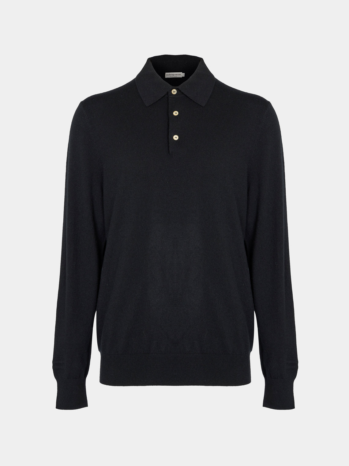 Arch4 - Chapman Baby Goat Cashmere Long-Sleeved Polo Top | Size: M - Black - ABASK - 