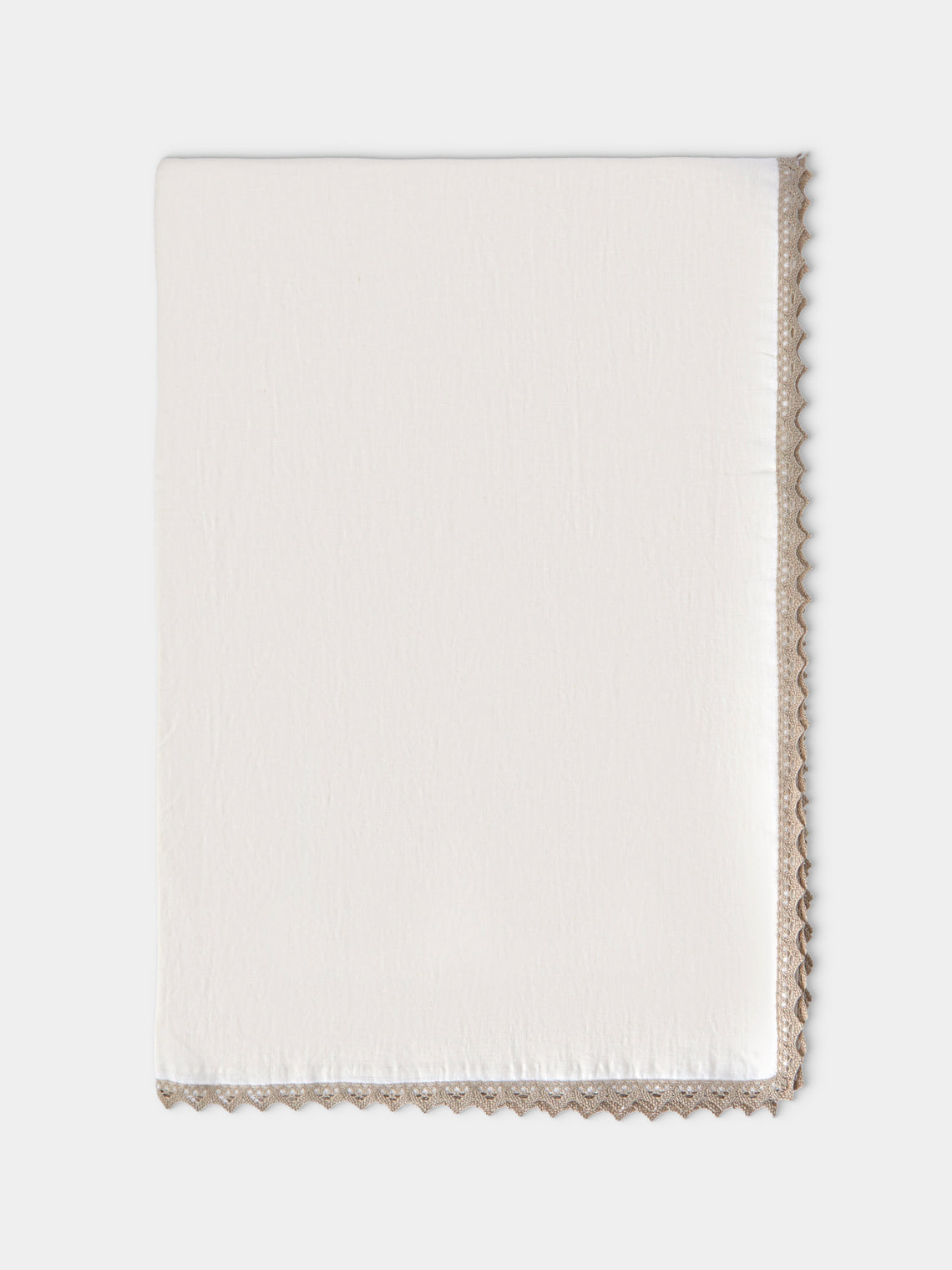 Borgo delle Tovaglie - Bagheria Embroidered Linen Square Tablecloth (86.5in/2.2m) - Ivory - ABASK - 