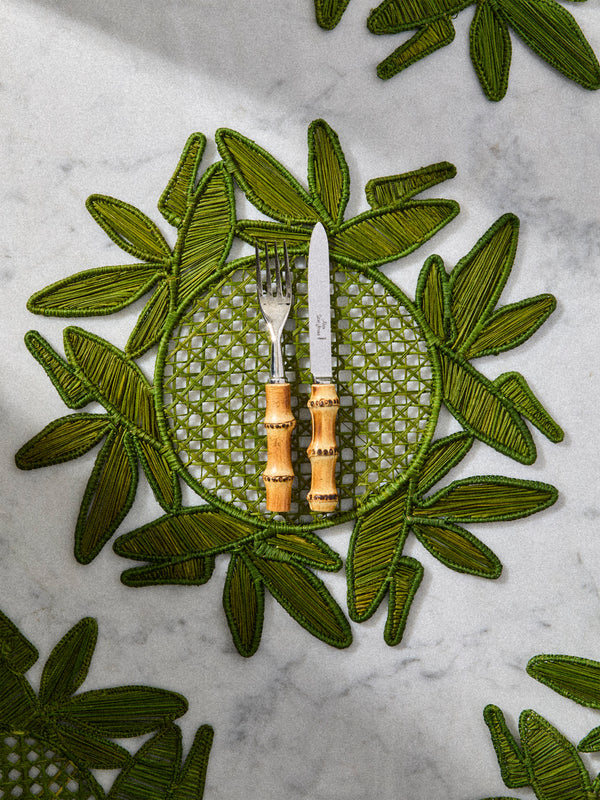 Artesanías del Atlántico - | Set of 4 | Paradise Handwoven Palm Placemats - Green - ABASK