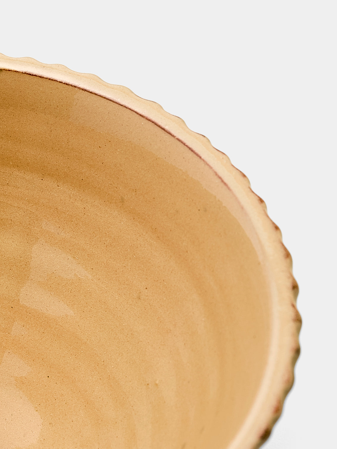 Poterie d’Évires - Flowers Hand-Painted Ceramic Small Fluted Serving Bowl - Dark brown - ABASK