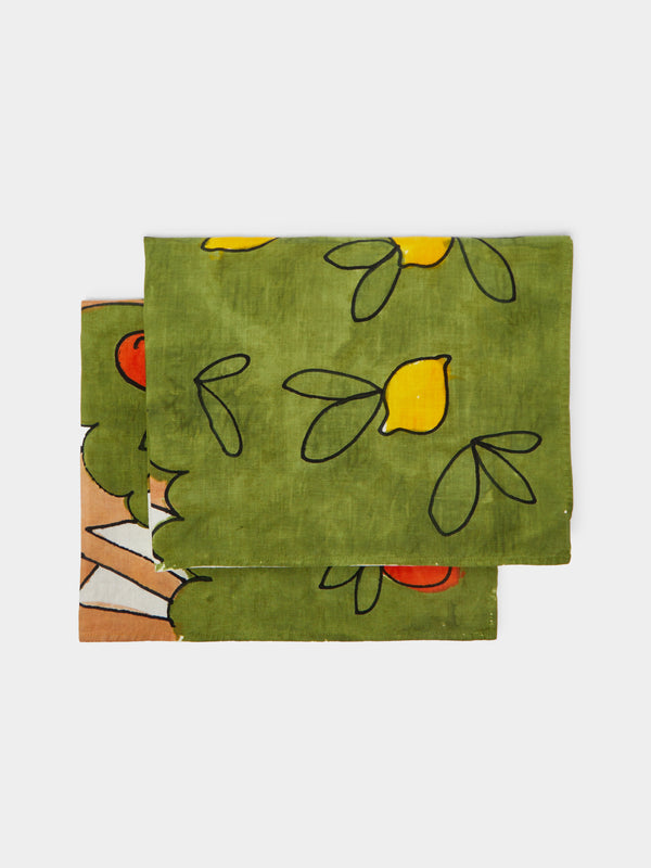 Stamperia Bertozzi - Lemons & Oranges Hand-Painted Linen Tea Towels (Set of 2) -  - ABASK - 