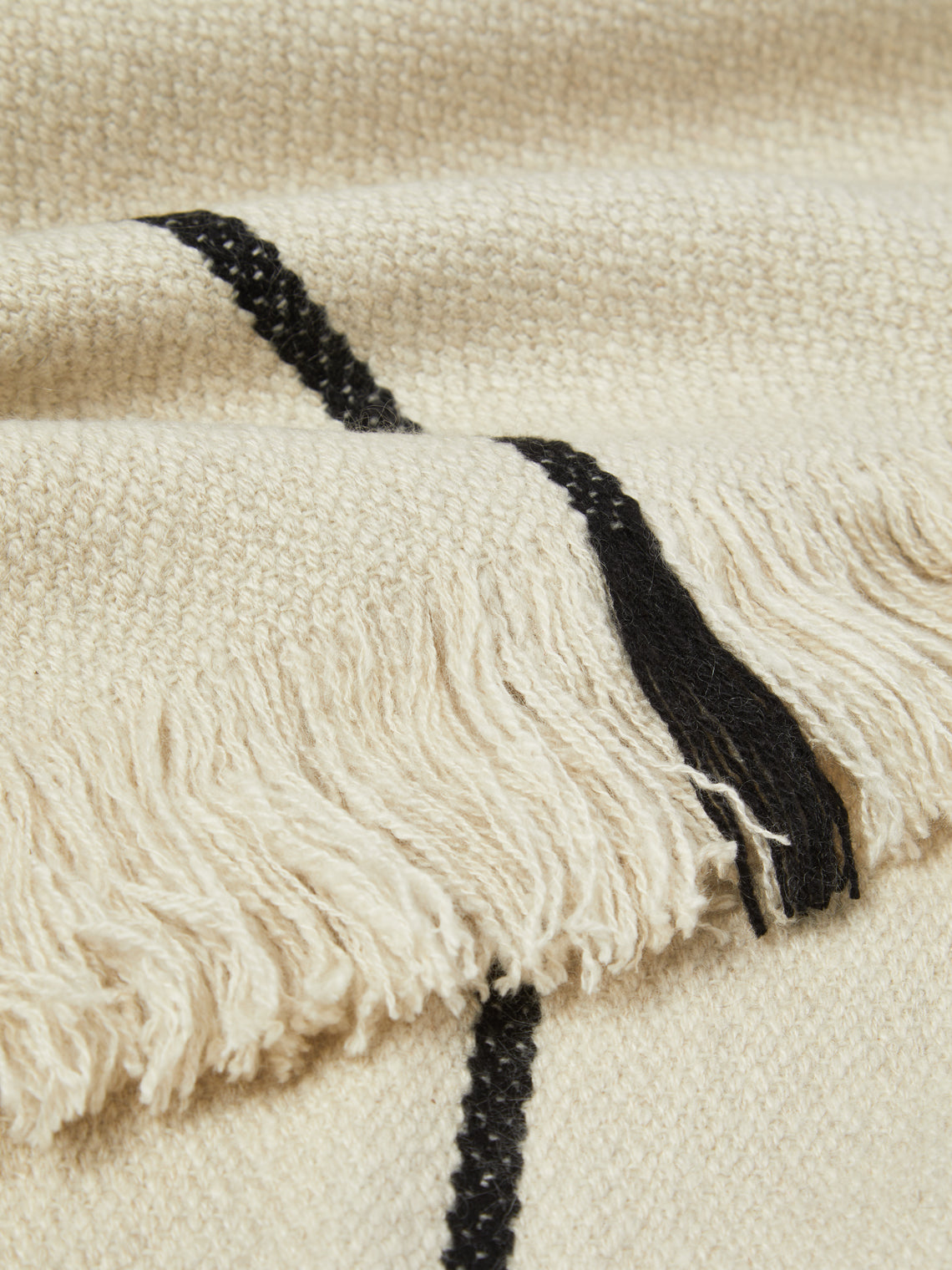 Otherways - 3 Lines Handwoven Yak Blanket (79in/2m) - Cream - ABASK