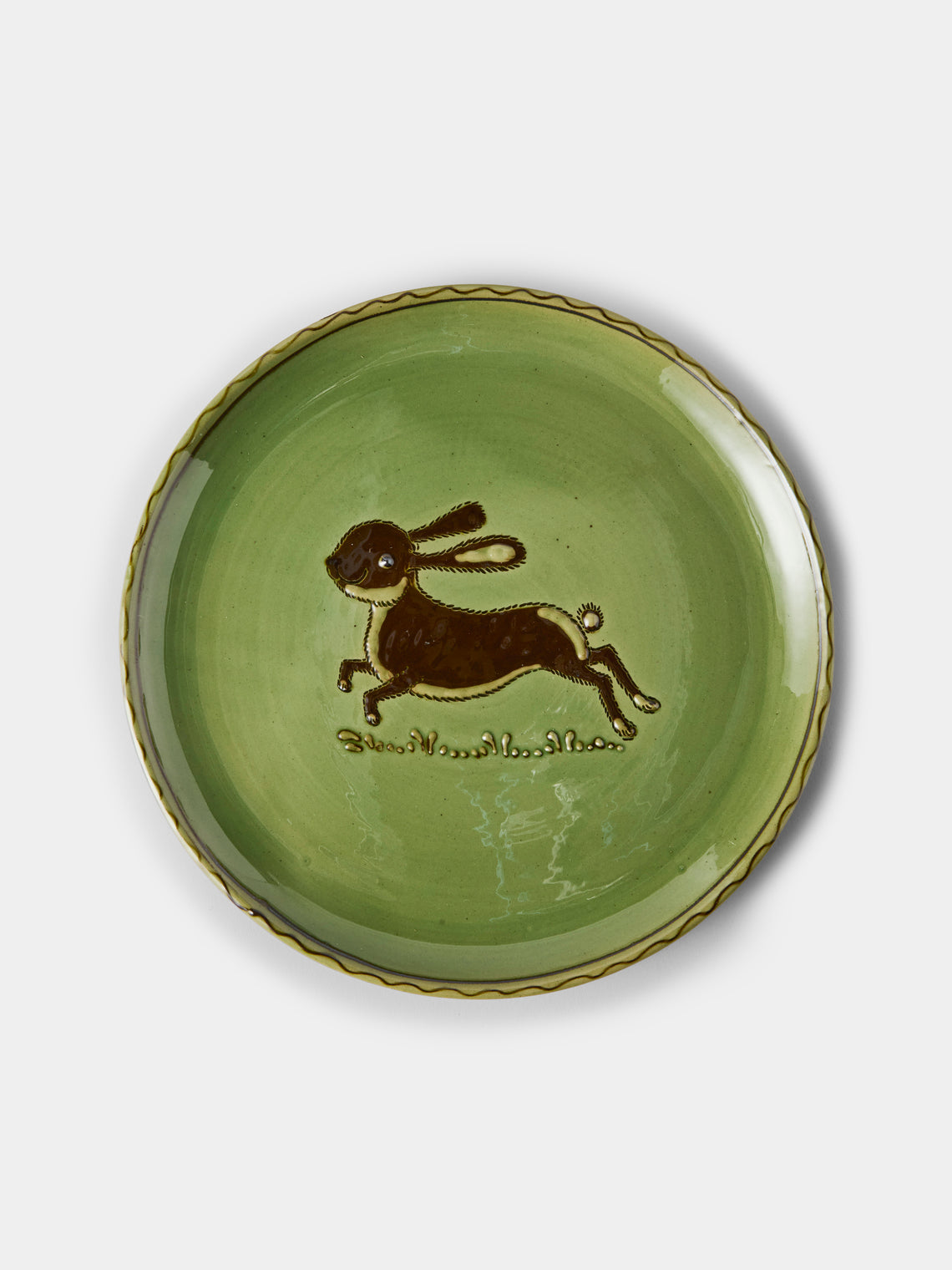 Poterie d’Évires - Animals Hand-Painted Ceramic Dinner Plates – 9.5in/24cm (Set of 4) - Green - ABASK