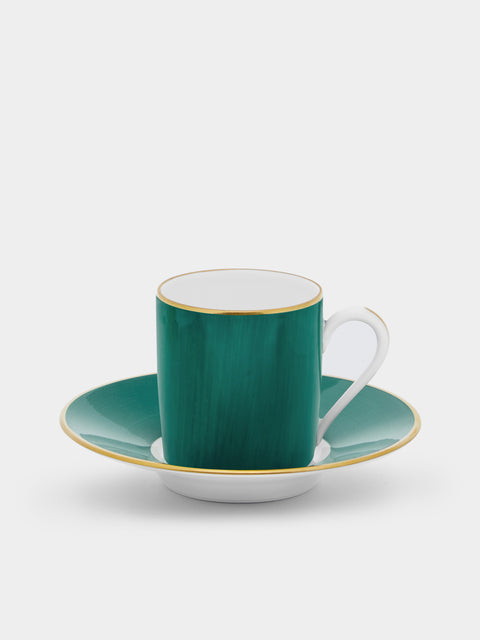 Robert Haviland & C. Parlon - Coco Hand-Painted Porcelain Espresso Cup and Saucer (Set of 2) - Green - ABASK - 