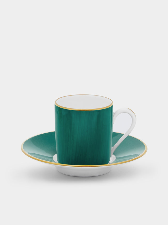 Robert Haviland & C. Parlon - Coco Hand-Painted Porcelain Espresso Cup and Saucer (Set of 2) - Green - ABASK - 