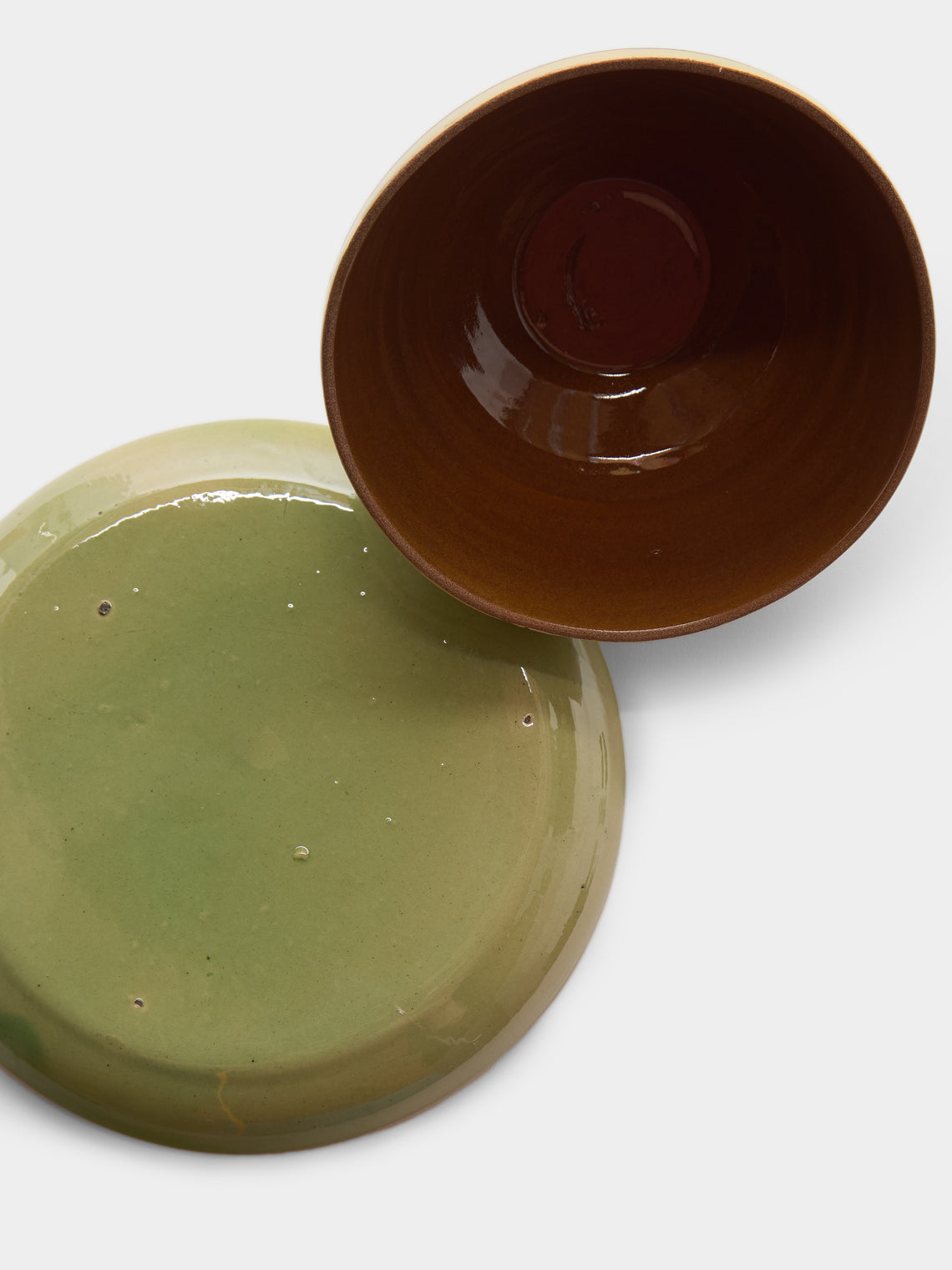 Poterie d’Évires - Flowers Hand-Painted Ceramic Large Lidded Butter Dish - Green - ABASK