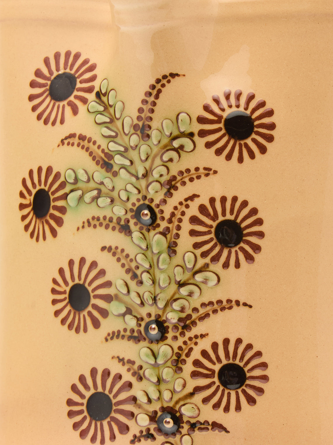 Poterie d’Évires - Flowers Hand-Painted Ceramic Straight-Edge Jug (70.5oz/2L) - Cream - ABASK