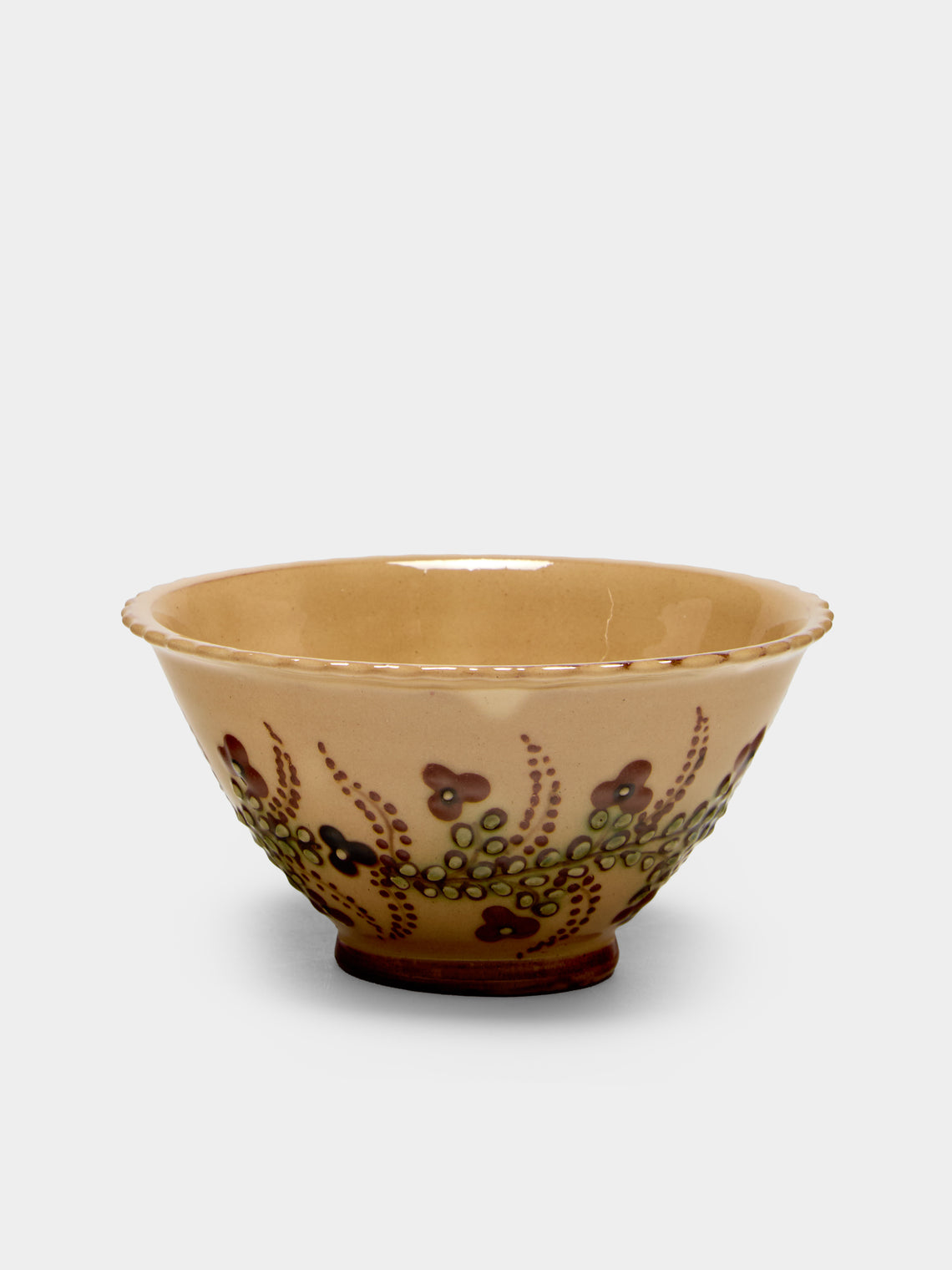 Poterie d’Évires - Flowers Hand-Painted Ceramic Petite Fluted Bowls (Set of 6) - Cream - ABASK