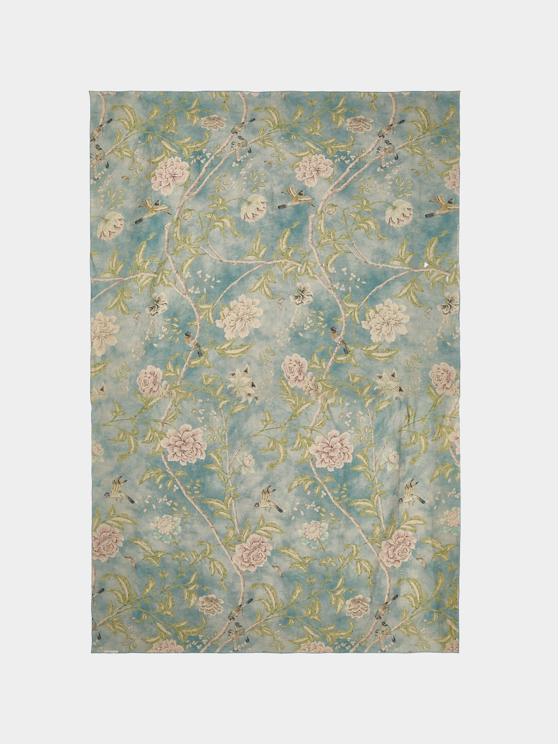 Borgo delle Tovaglie - Filo Affresco Embroidered Linen Rectangular Tablecloth (106.5in/2.7m) - Blue - ABASK - 