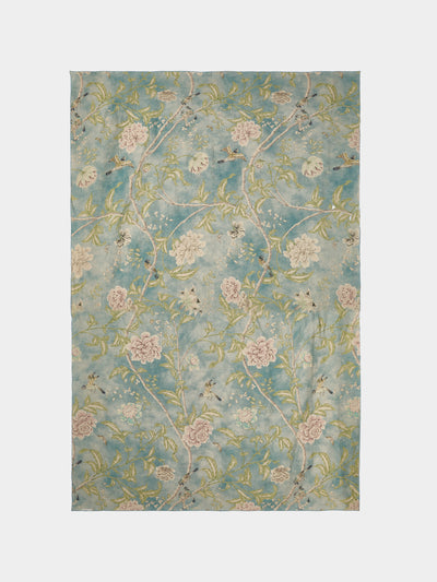 Borgo delle Tovaglie - Filo Affresco Embroidered Linen Rectangular Tablecloth (106.5in/2.7m) - Blue - ABASK - 