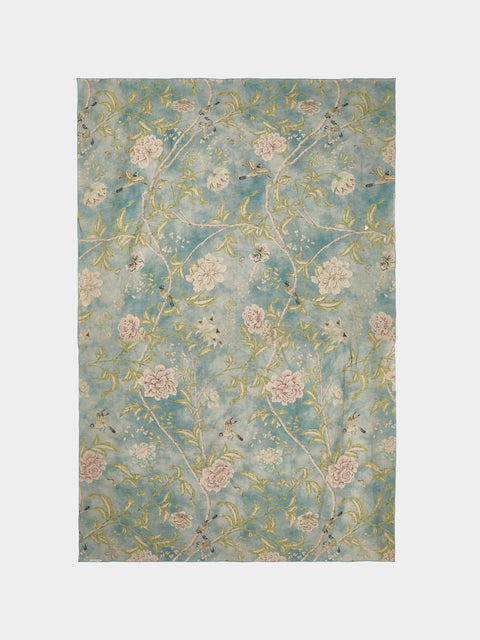 Borgo delle Tovaglie - Filo Affresco Embroidered Linen Rectangular Tablecloth (106.5in/2.7m) - Blue - ABASK - 