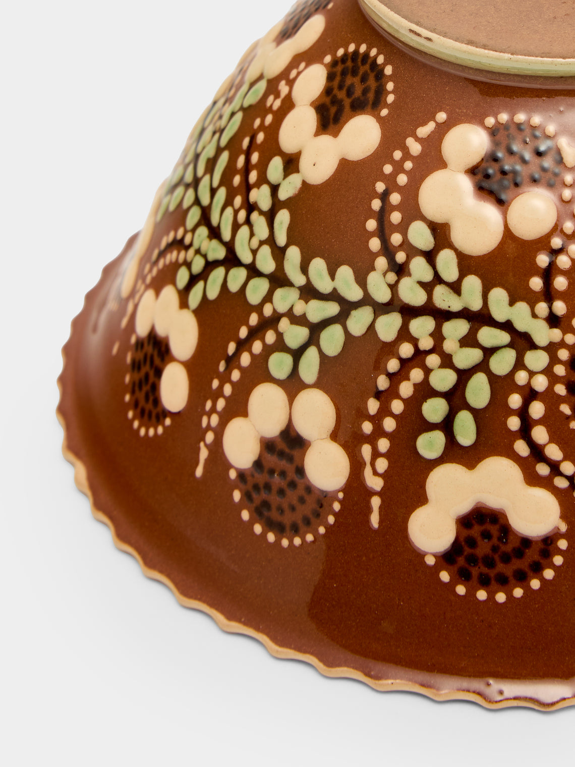 Poterie d’Évires - Flowers Hand-Painted Ceramic Mini Salad Bowl - Light brown - ABASK