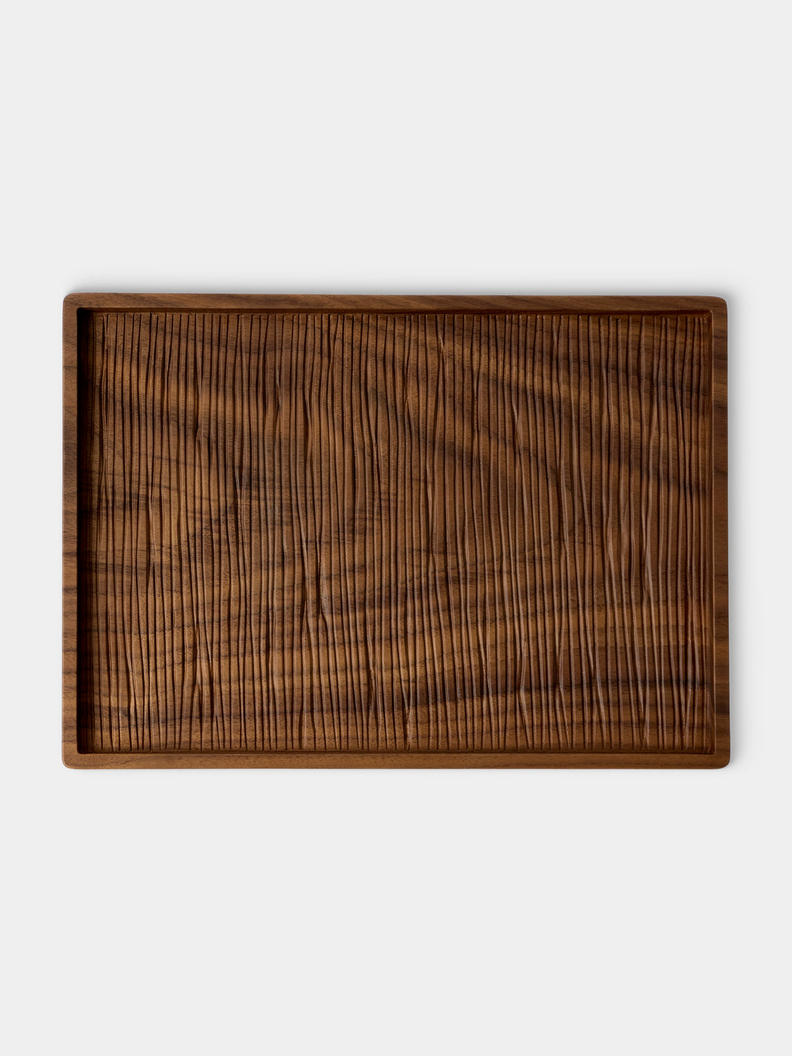 Droulers Collezione - Bosco Fronda Hand-Carved Walnut Tray (11in/28cm) - Brown - ABASK - 