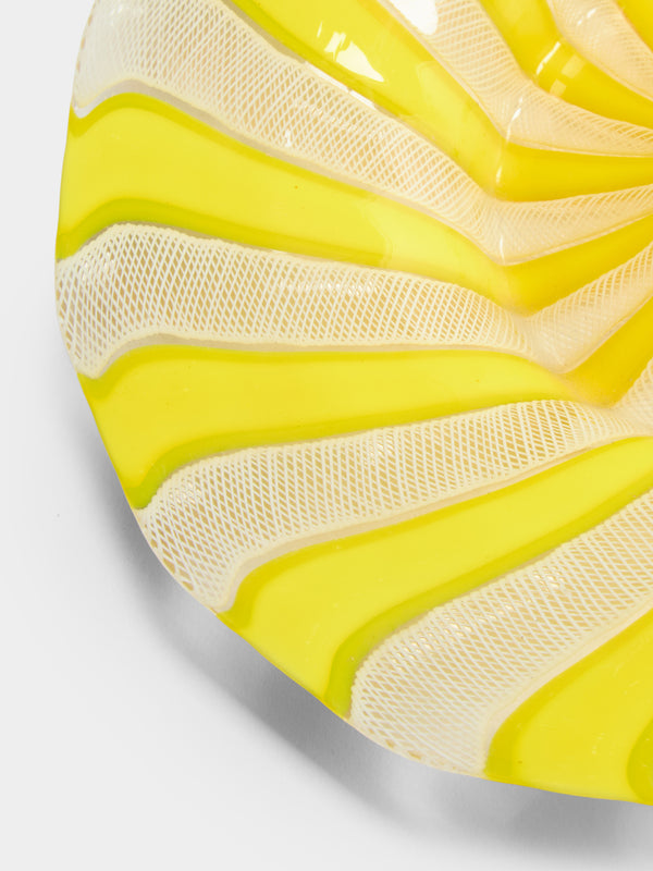 Antique and Vintage - 20th-Century Venetian Glass Trinket Tray (7in/17.5cm) - Yellow - ABASK