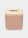 Giobagnara - Antibes Handwoven Leather and Rattan Tissue Box - Pink - ABASK - 