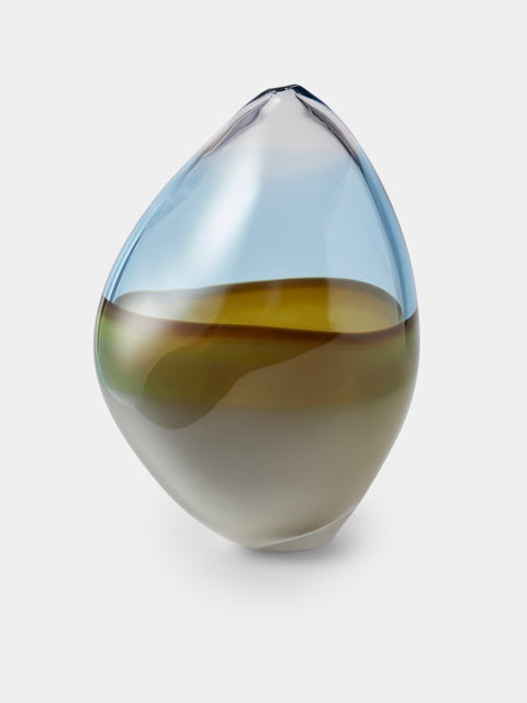 Michèle Oberdieck - Blue Azure Abstract Hand-Blown Glass Vase (13in/33cm) - Multiple - ABASK - 