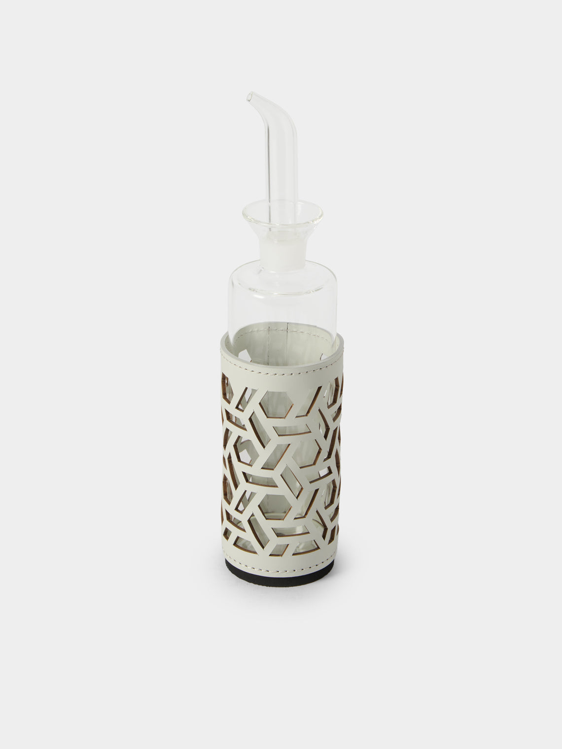 RUDI - Imperia Glass and Leather High Cruet - White - ABASK - 