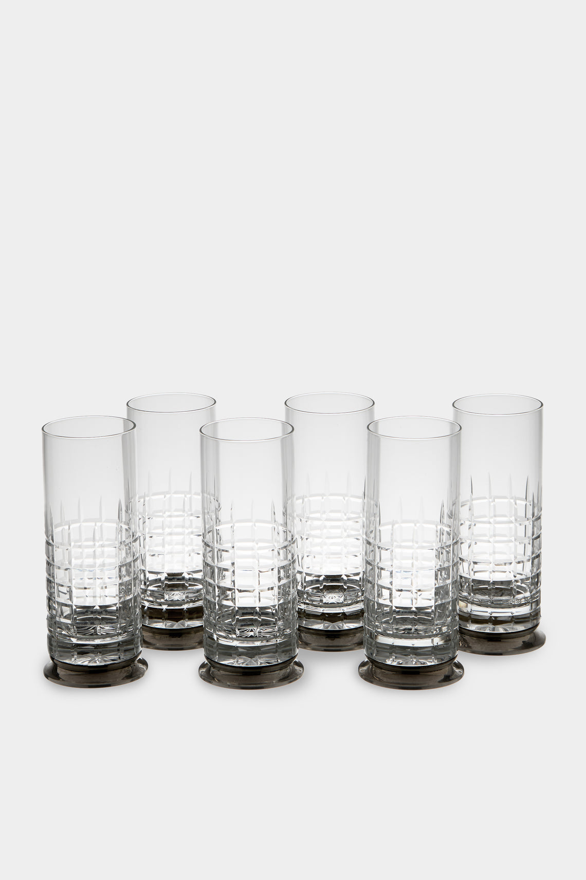 Antique and Vintage - Mid-Century Solid Silver and Crystal Highballs (Set of 6) - Clear - ABASK 