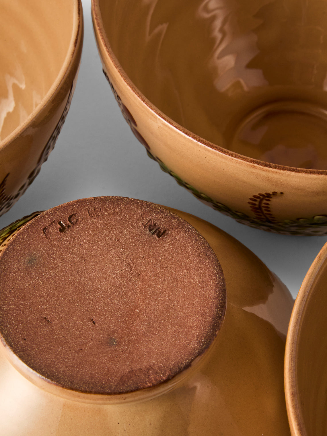 Poterie d’Évires - Flowers Hand-Painted Ceramic Grand Bowls (Set of 4) - Cream - ABASK