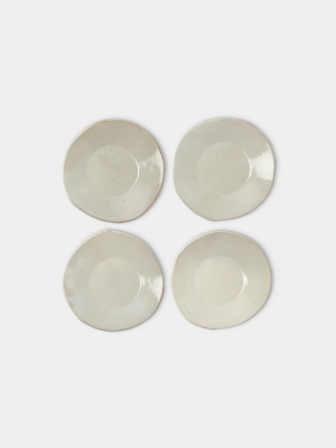 Estudio Vernís - Wood-Fired Stoneware Coffee Plates 5.5in/14cm (Set of 6) - White - ABASK