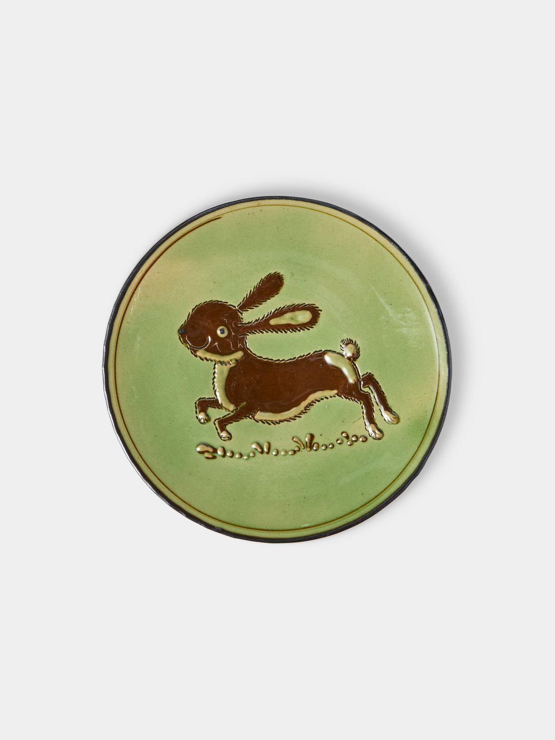 Poterie d’Évires - Animals Hand-Painted Ceramic Plates – 5.5in/14cm (Set of 4) - Green - ABASK