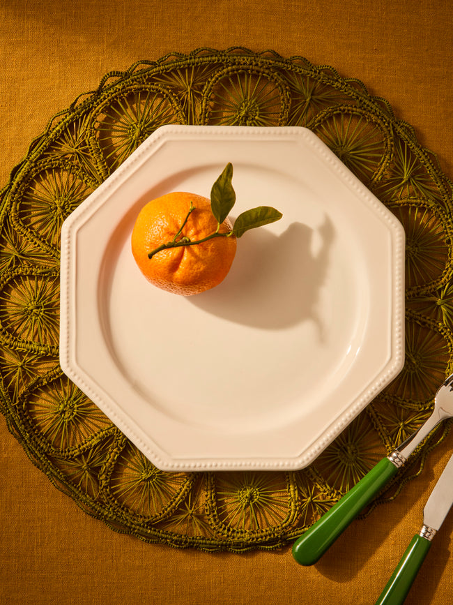 Maison Pichon Uzès - Louis XVI Hand-Glazed Ceramic Dinner Plates – 10in/26cm (Set of 4) - White - ABASK