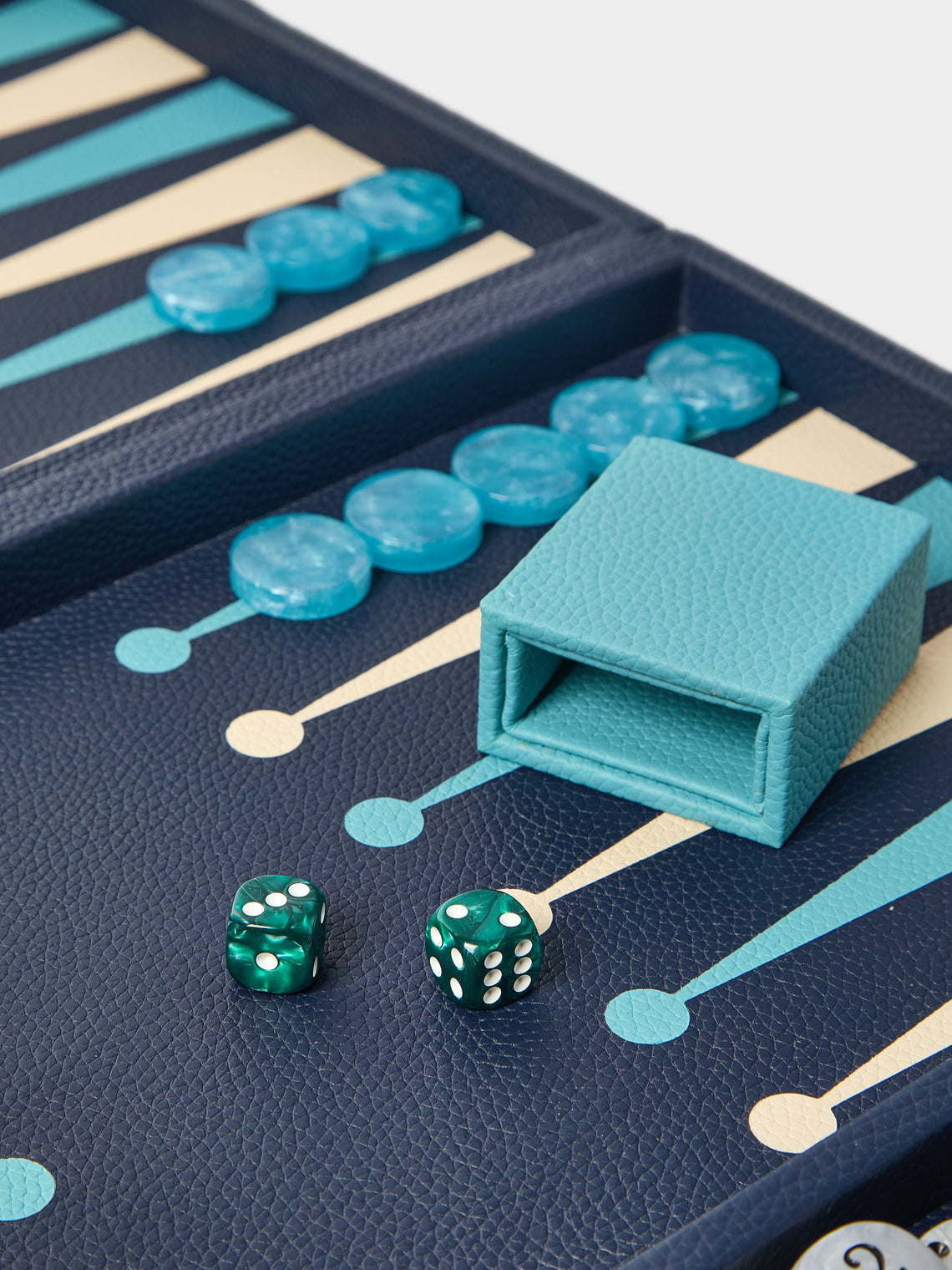 Belotier - Leather Large Backgammon Set - Navy - ABASK