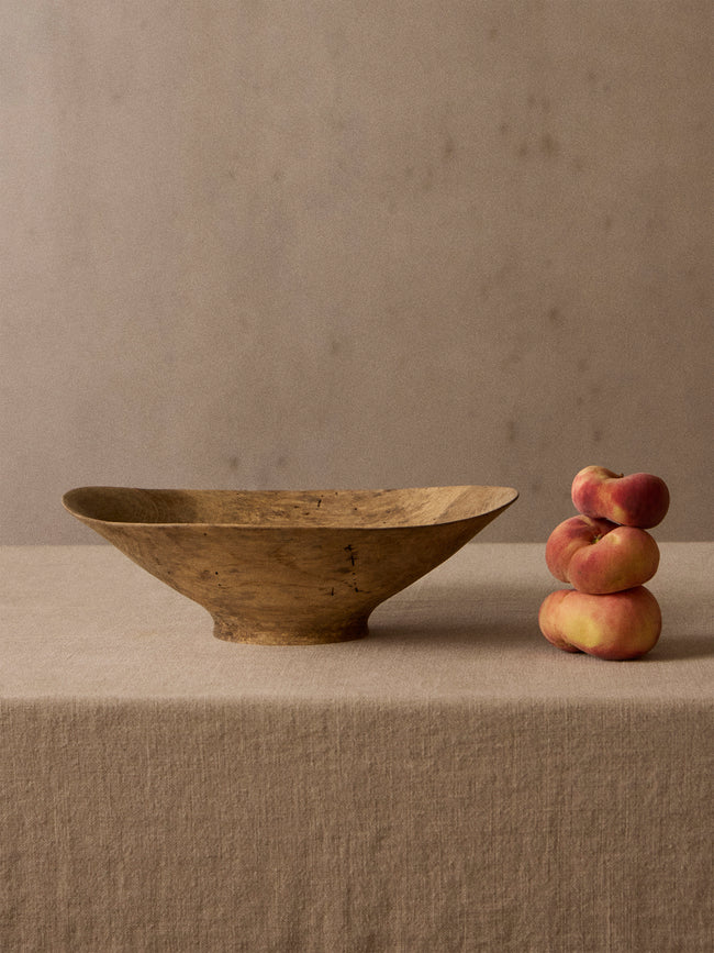 Iida Woodturning - Hand-Turned Oak Earth-Finish Bowl - Brown - ABASK