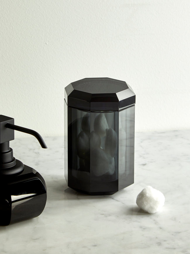 Decor Walther - Cut Crystal Lidded Jar - Black - ABASK