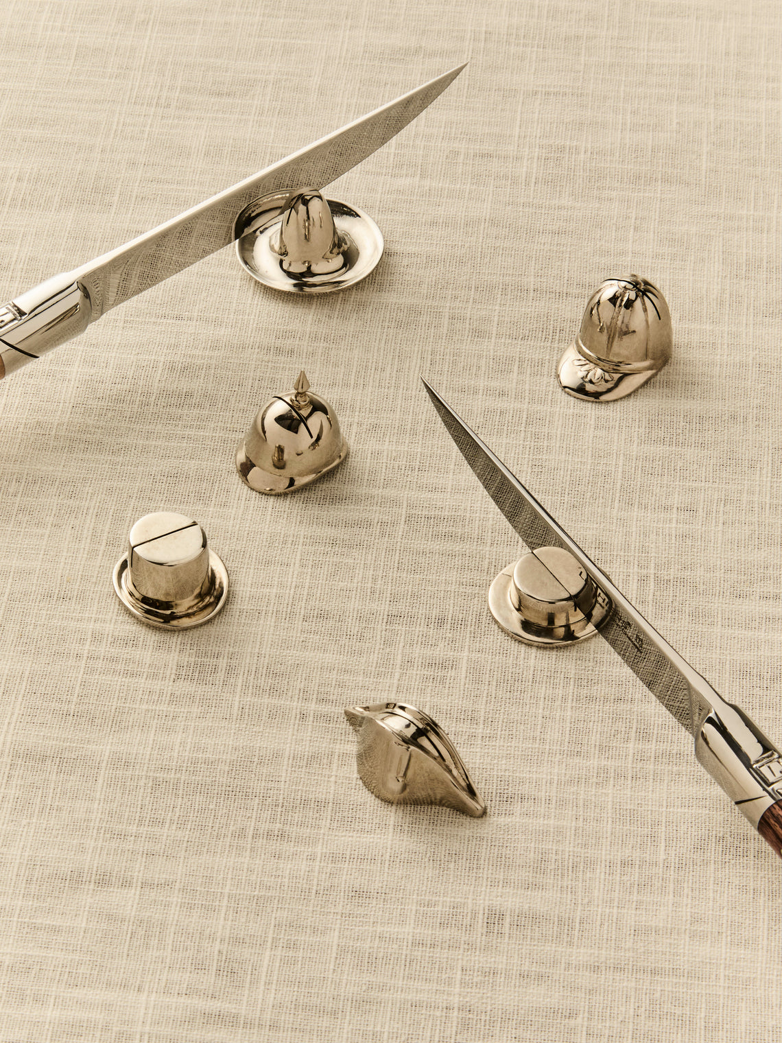 Antique and Vintage - Mid-Century Hats Silver-Plated Knife Rests (Set of 6) - Silver - ABASK