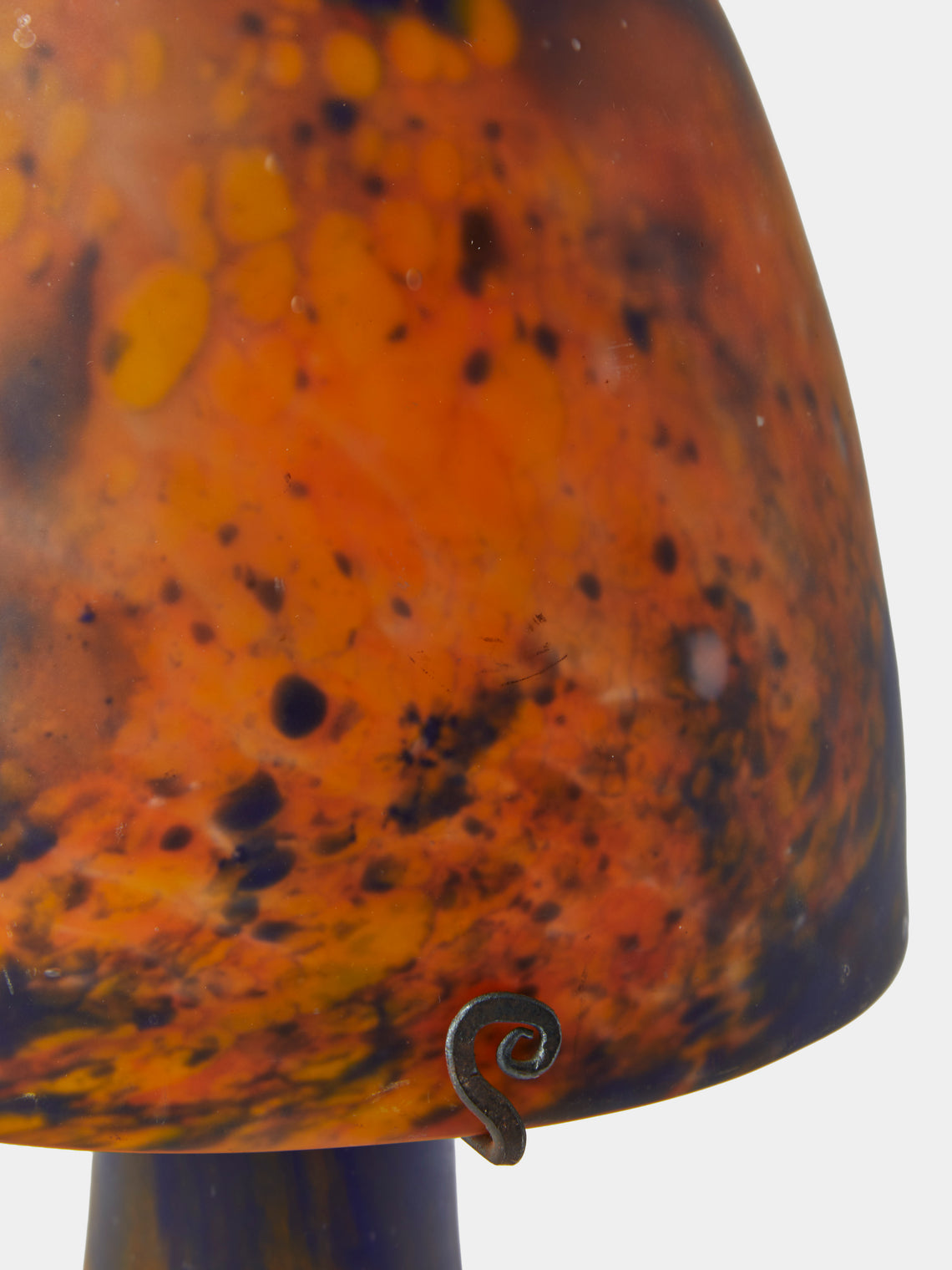 Antique and Vintage - Early-20th-Century Art Nouveau Mushroom Glass Table Lamp - Orange - ABASK