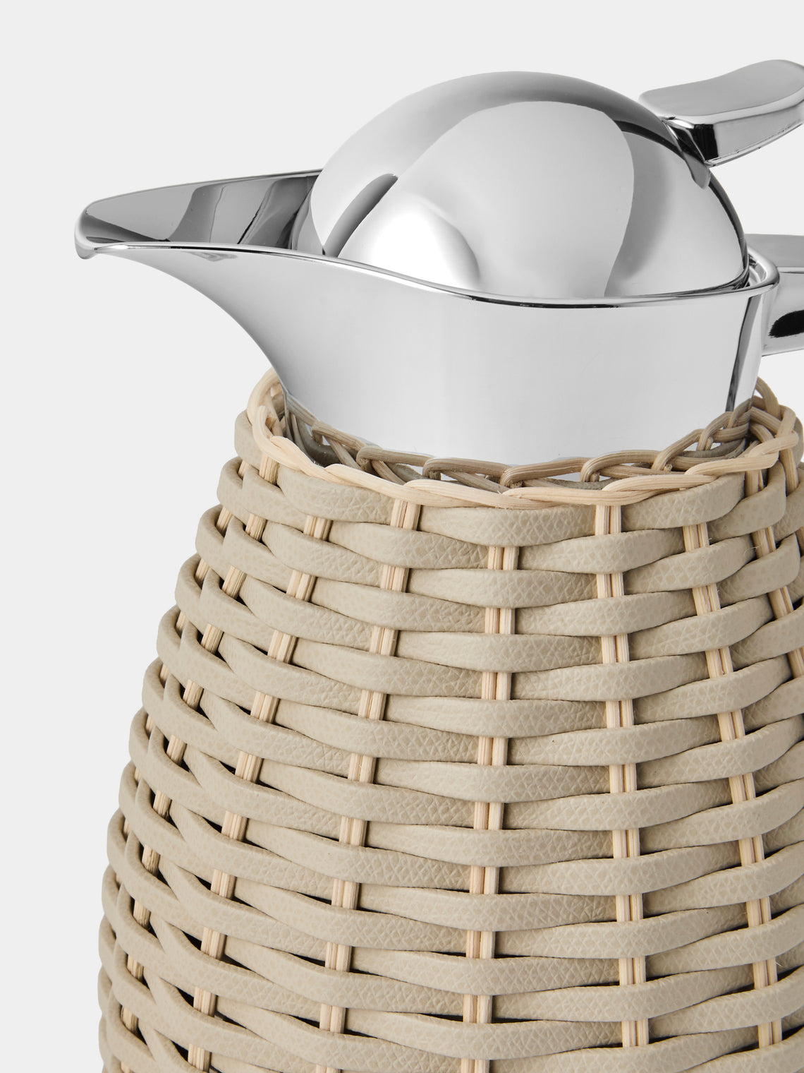 Pigment France - Chantilly Leather and Rattan Carafe (42oz/1.2L) - Cream - ABASK