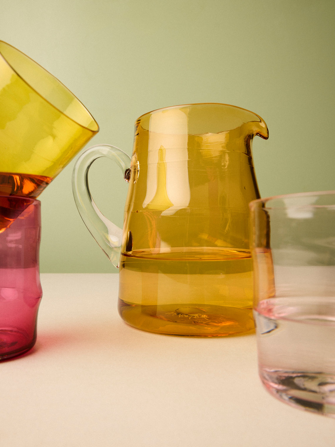 Michael Ruh Studio - Mojave Hand-Blown Glass Pitcher - Orange - ABASK