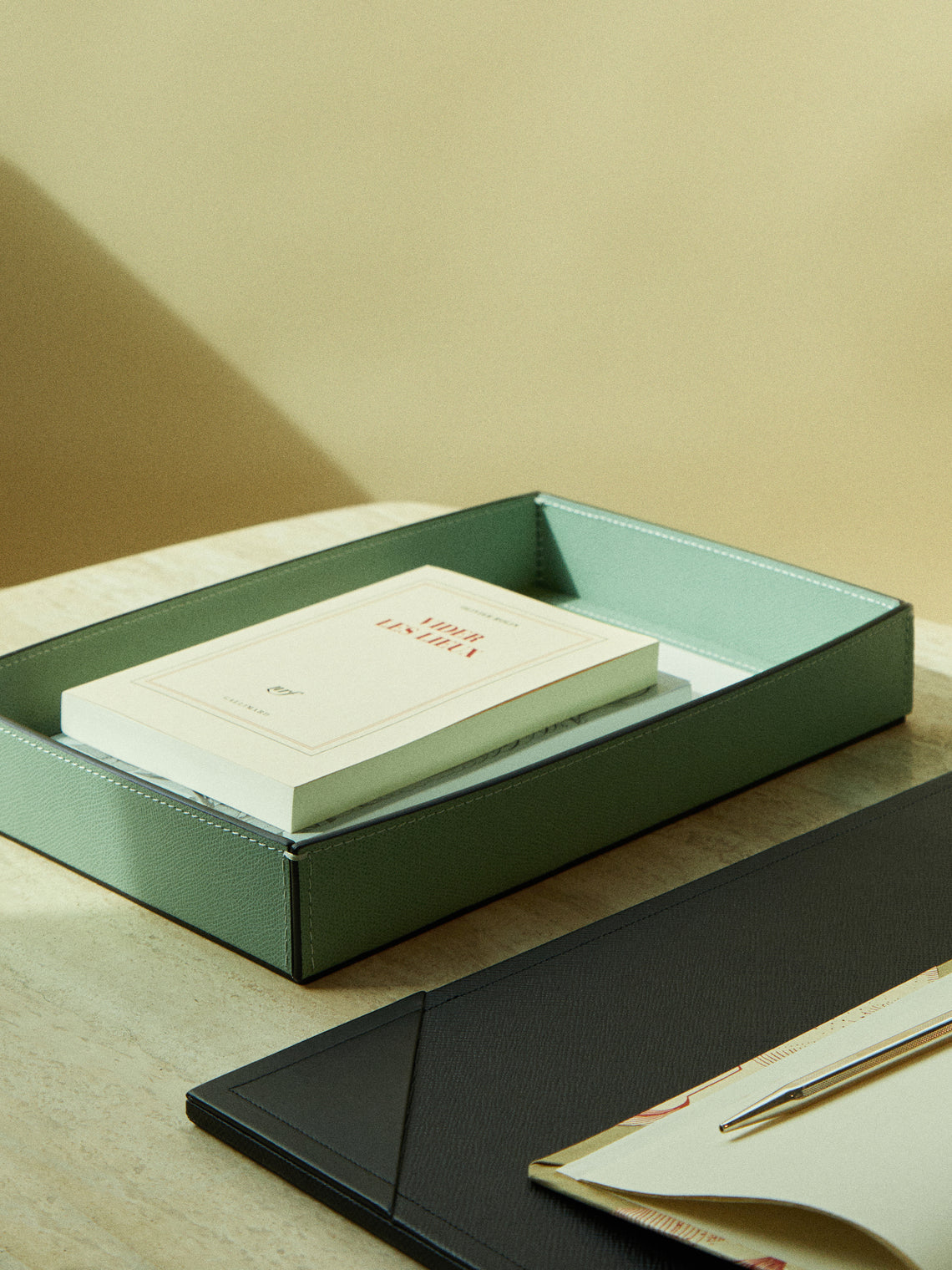 Giobagnara - Marea Leather Large Tray - Light green - ABASK